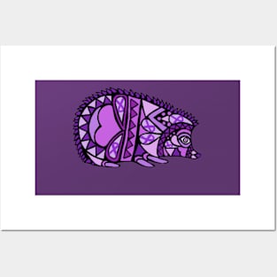 Purple Awareness Ribbon Hedgehog Mandala Posters and Art